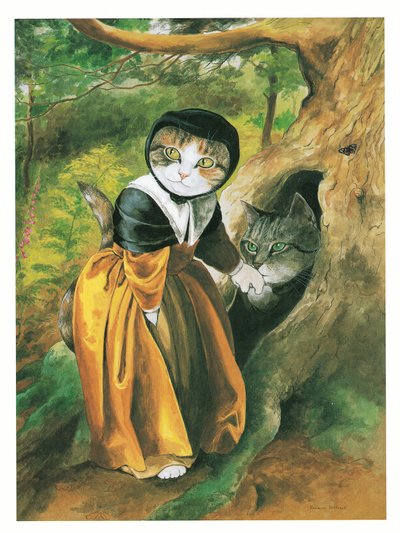 Ilustrace z knihy Pre-Raphaelite Cats (vyd. 1999) od Susan Herbert