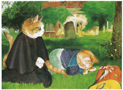 Ilustrace z knihy Pre-Raphaelite Cats (vyd. 1999) od Susan Herbert