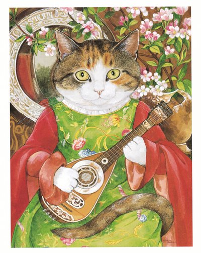 Ilustrace z knihy Pre-Raphaelite Cats (vyd. 1999) od Susan Herbert