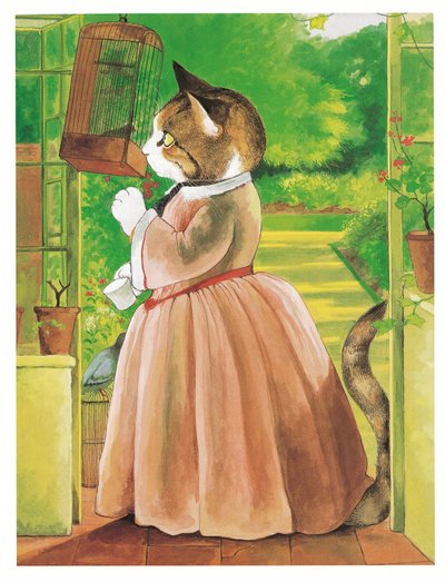 Ilustrace z knihy Pre-Raphaelite Cats (vyd. 1999) od Susan Herbert