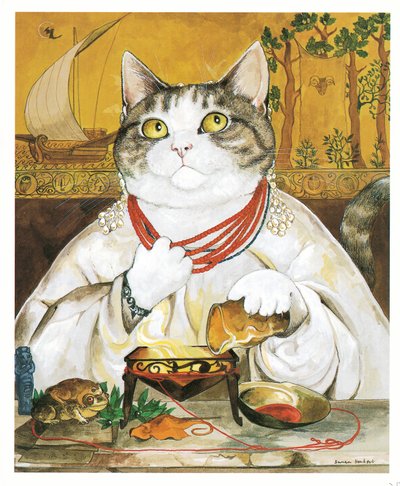 Ilustrace z knihy Pre-Raphaelite Cats (vyd. 1999) od Susan Herbert