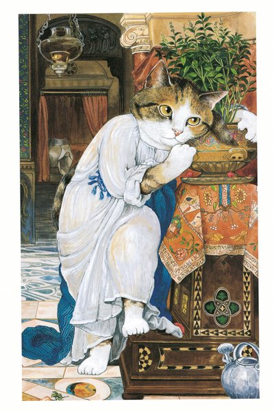 Ilustrace z knihy Pre-Raphaelite Cats (vyd. 1999) od Susan Herbert