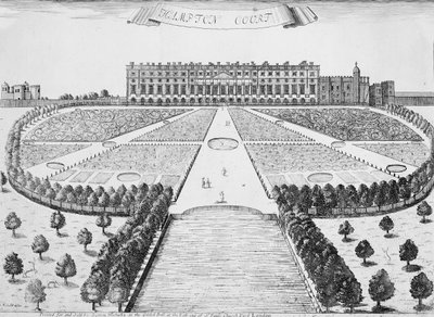 Východní fronta Hampton Court, kolem roku 1830 od Sutton Nicholls