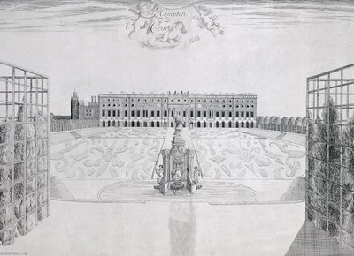 Hampton Court South Front, kolem roku 1830 od Sutton Nicholls