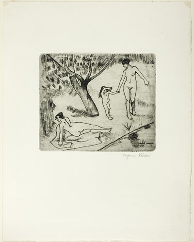 Ženy a dítě na břehu vody od Suzanne Valadon