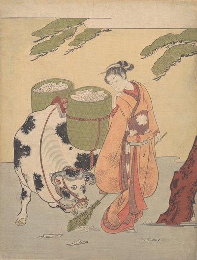 Žena zametající své milostné dopisy, 1725-1770., 1725-1770. od Suzuki Harunobu