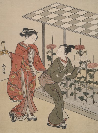 Prohlídka chryzantém od Suzuki Harunobu