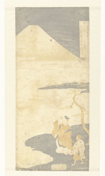 Básník Yamabe no Akahito při pohledu na horu Fuji Básně sta básníků (název série) Hyakunin isshu no uchi (název série) od Suzuki Harunobu