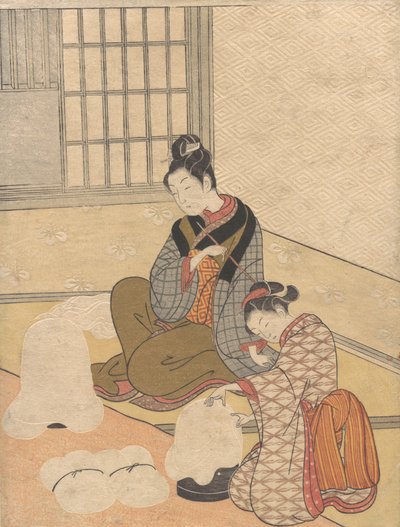 Večerní sníh na Nurioke, ze série Osm výhledů do salonu, ca. 1766, ca. 1766. od Suzuki Harunobu