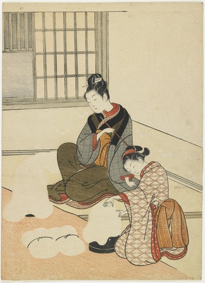 Evening Snown the Silk-Dryer, po roce 1766 od Suzuki Harunobu