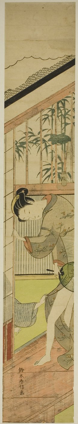 Muž tahá ženu za kimono od Suzuki Harunobu