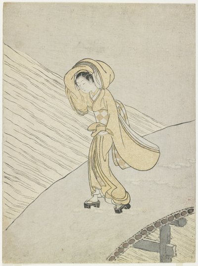 Za předpokladu úpadku Fujiwary Poe m C Rossing g Rozdíl, 1765 od Suzuki Harunobu