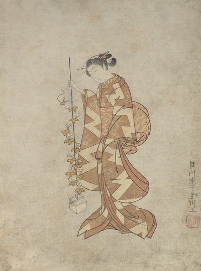 Modern Representation of the Poetess Kaga no Chiyo, ca. 1765., ca. 1765. od Suzuki Harunobu