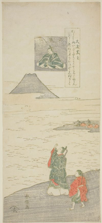 Báseň Otomo no Kuronushi, ze série „Šest slavných básníků (Rokkasen)“ od Suzuki Harunobu
