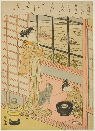Řada lidí je opět v Shinagawě (norma Shinagawy), ze seriálu ``Anglické ght fascio be view ws of Edo (furyu Eight Views of Edo)