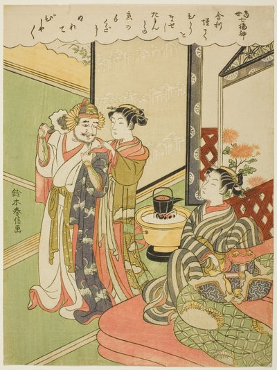 Tamonten, ze série „Sedm bohů štěstí v moderním životě (Tosei Shichi Fukujin)“ od Suzuki Harunobu