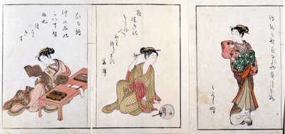 Tři kurtizány. Zleva doprava Hiinatsuru, Hanagishi a třetí neznámý. Tisky Harunobu Suzuki (1724/25-1770). od Suzuki Harunobu