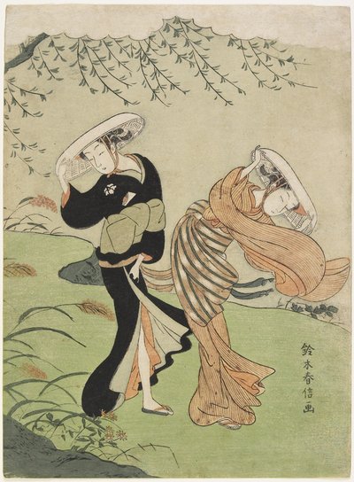 Dvě ženy ve velkém větru, c. 1767 od Suzuki Harunobu