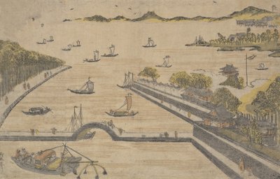 Pohled na Fukagawa, Edo nebo? 1764. , komár. 1764. od Suzuki Harunobu