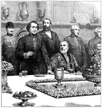 Lord Beaconsfield na banketu v Guildhall, konec 19. století, 1900 od Swain