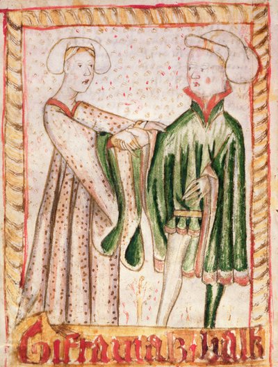 Manželství, z národních zákonů Magnuse Erikssona (1319-64) c.1450 od Swedish School