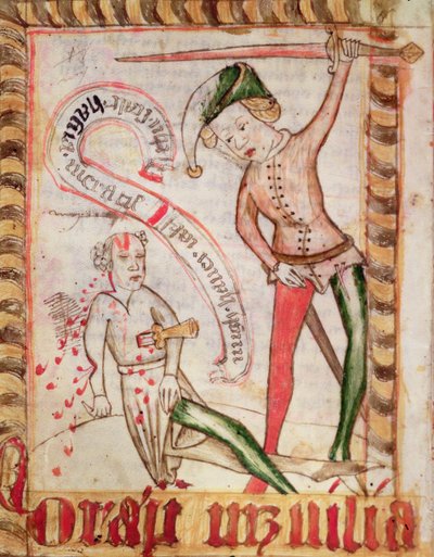 Zločin, z Národního zákoníku Magnuse Erikssona (1319-64), cca 1450 (pergamen) od Swedish School