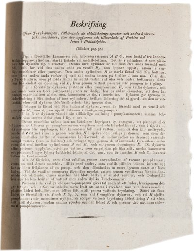 Popis hydraulické technologie ve Philadelphii z Klinckowstroms Atlas ve Spojených státech, 1824 (tisk) od Swedish School