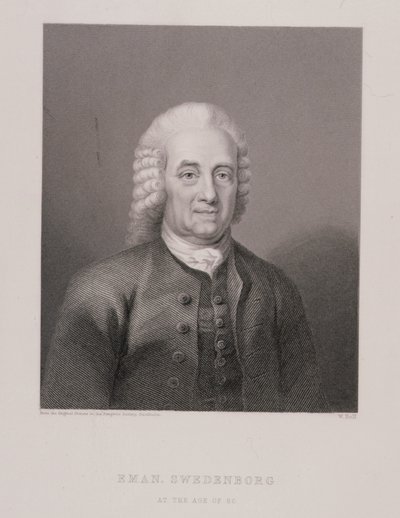 Emanuel Swedenborg (1688-1772) ve věku 80 let, ryl W. Holl, z World Religion, vydal A. Fullarton & Co. od Swedish School