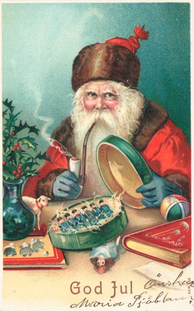 Švédské vánoční přání (barevná litografie) od Swedish School