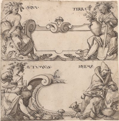 Voda a země/podzim a zima od Swiss 16th Century