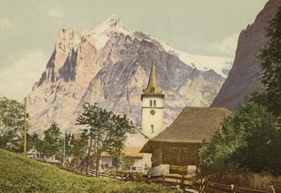 Bernská vysočina: Grindelwald s kostelem (barevné foto) od Swiss Photographer