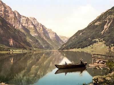 Klöntalersee, Glarus, Švýcarsko, hospoda. c.1900 od Swiss Photographer