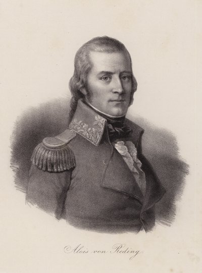 Alois von Reding, švýcarský vojenský důstojník, revolucionář a politik (rytina) od Swiss School