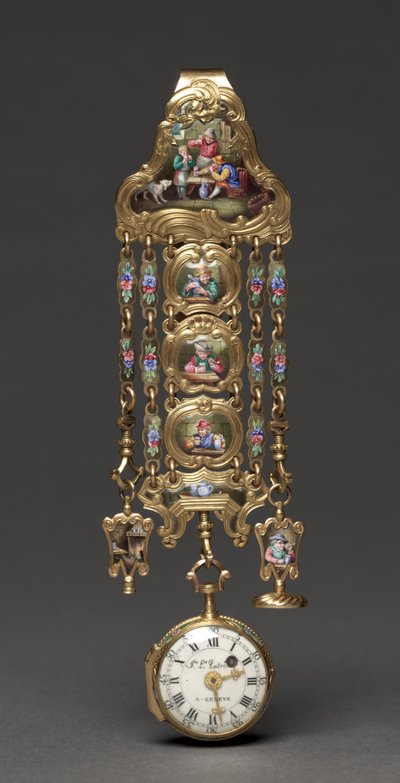 Hodinky Chatelaine, polovina 19. století (kov a smalt) od Swiss School