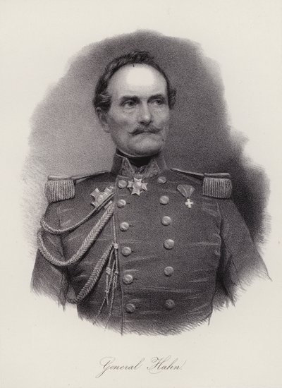 Emanuel Hahn, švýcarský generál (rytina) od Swiss School