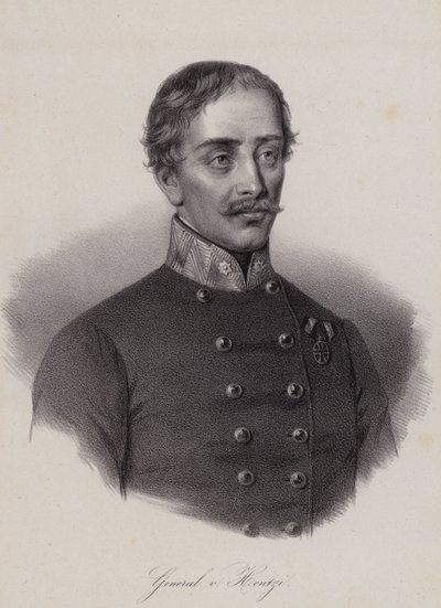 Heinrich Hentzi von Arthurm, maďarský generál v armádě Rakouského císařství (rytina) od Swiss School