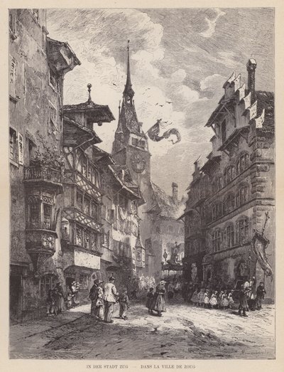 In der Stadt Zug, Ve městě Zug (rytina) od Swiss School