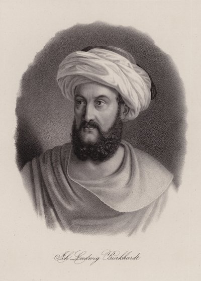 Johann Ludwig Burckhardt, švýcarský cestovatel a geograf (rytina) od Swiss School