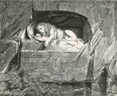 Památník v Lucernu na švýcarské gardy, kteří padli při obraně královské rodiny Francie, 10. srpna 1792 od Swiss School