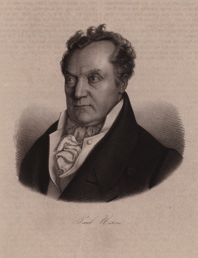 Paul Usteri , švýcarský lékař, botanik a politik (rytina) od Swiss School