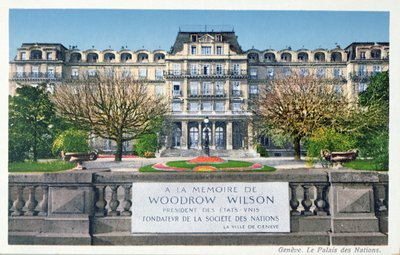 Pohlednice Palais des Nations v Ženevě, pohlednice c.1924 od Swiss School