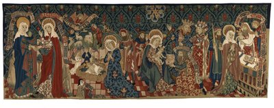 Selkä kuvakudos, jossa on neljä kohtausta Neitsyen elämästä, Baselista, n. 1450-1475 (villa- ja valkoiset pellavalangat) od Swiss School