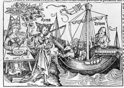 Odysseus a jeho společníci proměnění v prasata kouzelníkem Circem – v „“Cosmographia““ od Sebastiana Munstera, Basilej 1558 od Swiss School