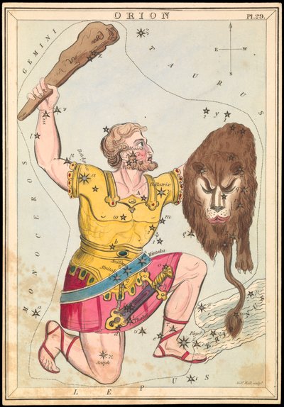 Orion, asi 1825 (karta, papír, tkanivo) od Sydney Hall