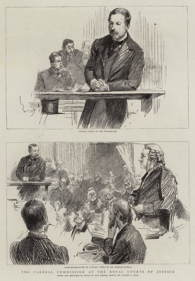 Parnellova komise při Královském soudním dvoru (rytina) od Sydney Prior (after) Hall