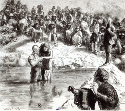Křest severoamerických indiánů - Mormoni vydávající se za apoštoly Krista, 1892 od Sydney Prior Hall