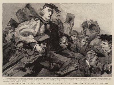 Doplňkový ceremoniál, vysokoškoláci předsedající nově vyrobenému doktorovi od Sydney Prior Hall