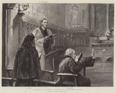 Večerní bohoslužba v týdnu v Hawarden Church od Sydney Prior Hall