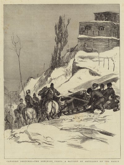 Canadian Sketches, Dominion Force, baterie dělostřelectva na pochodu od Sydney Prior Hall