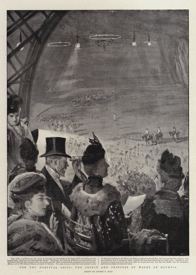 Pro nemocniční lodě, princ a princezna z Walesu v Olympii od Sydney Prior Hall